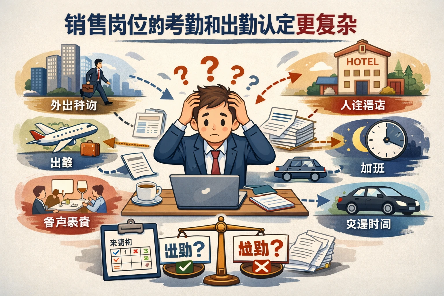 销售岗位的考勤和出勤认定更复杂