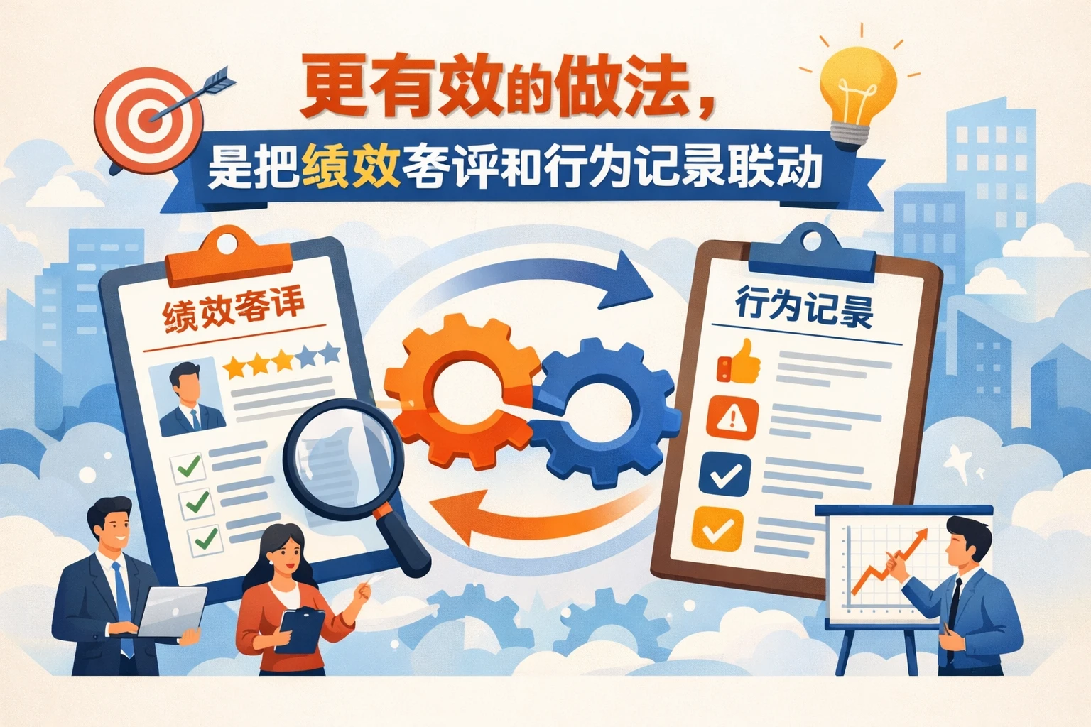 更有效的做法，是把绩效考评和行为记录联动