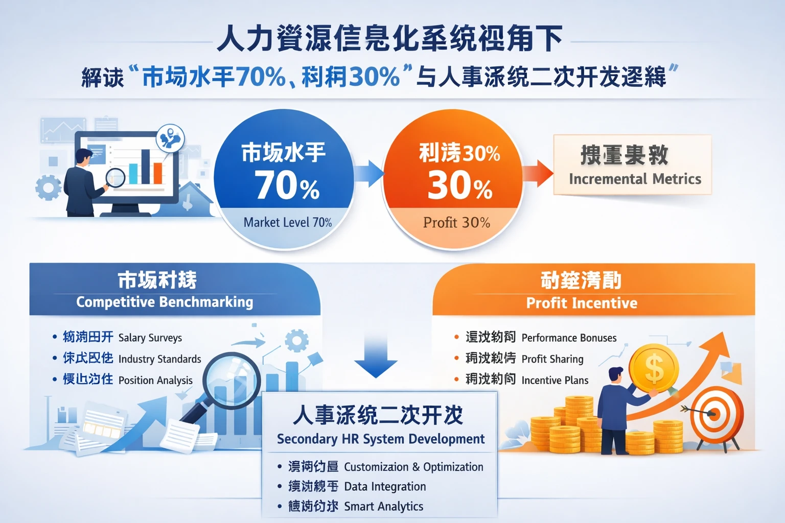 人力资源信息化系统视角下,如何理解增量基数中的“市场水平70%、利润30%”与人事系统二次开发逻辑