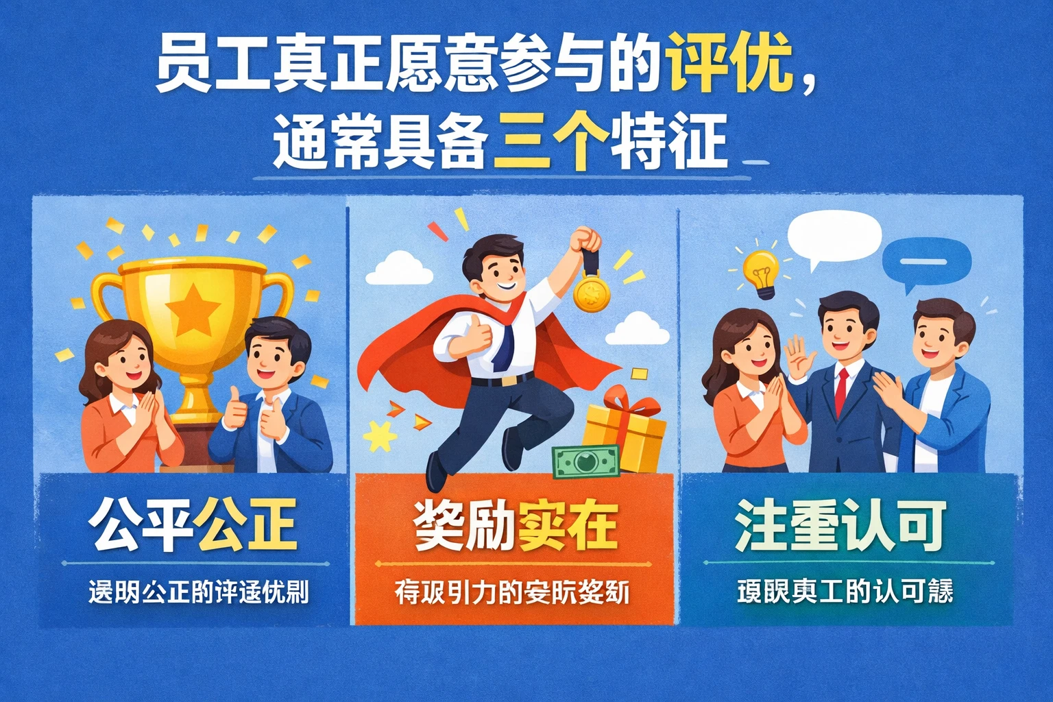 员工真正愿意参与的评优，通常具备三个特征