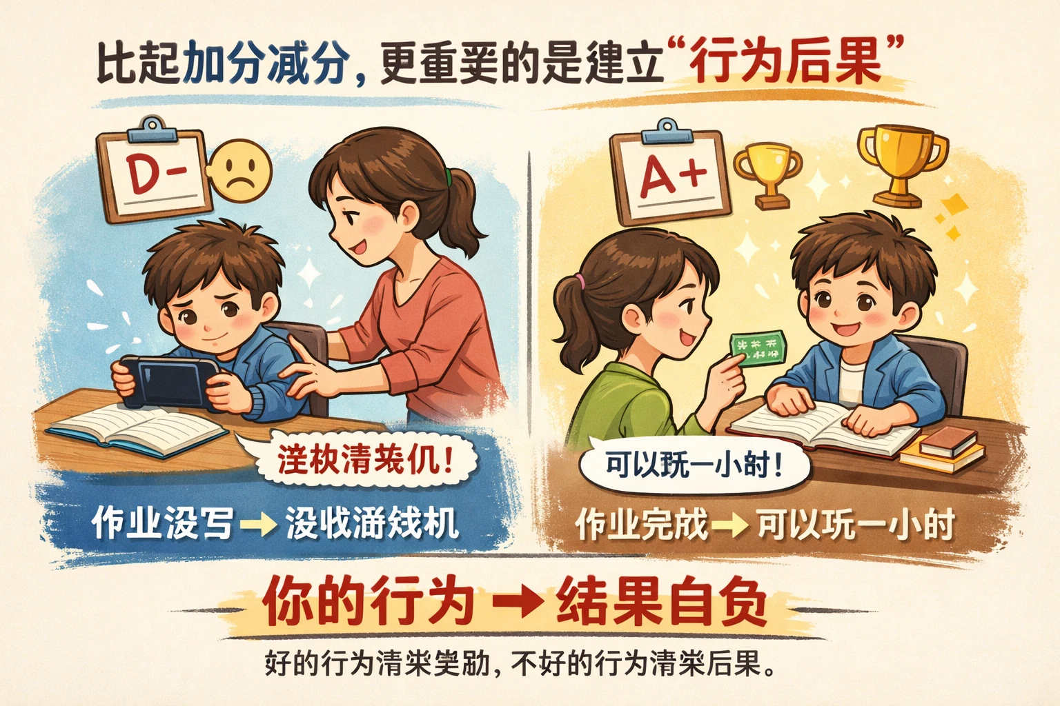 比起加分减分，更重要的是建立“行为后果”