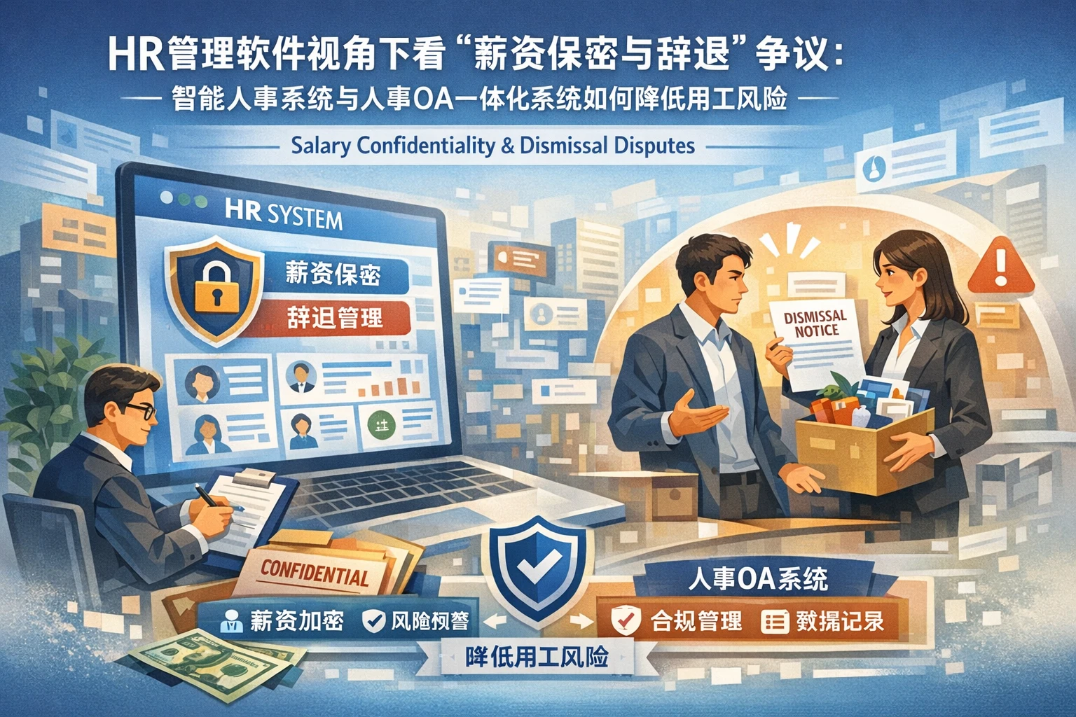 HR管理软件视角下看“薪资保密与辞退”争议：智能人事系统与人事OA一体化系统如何降低用工风险
