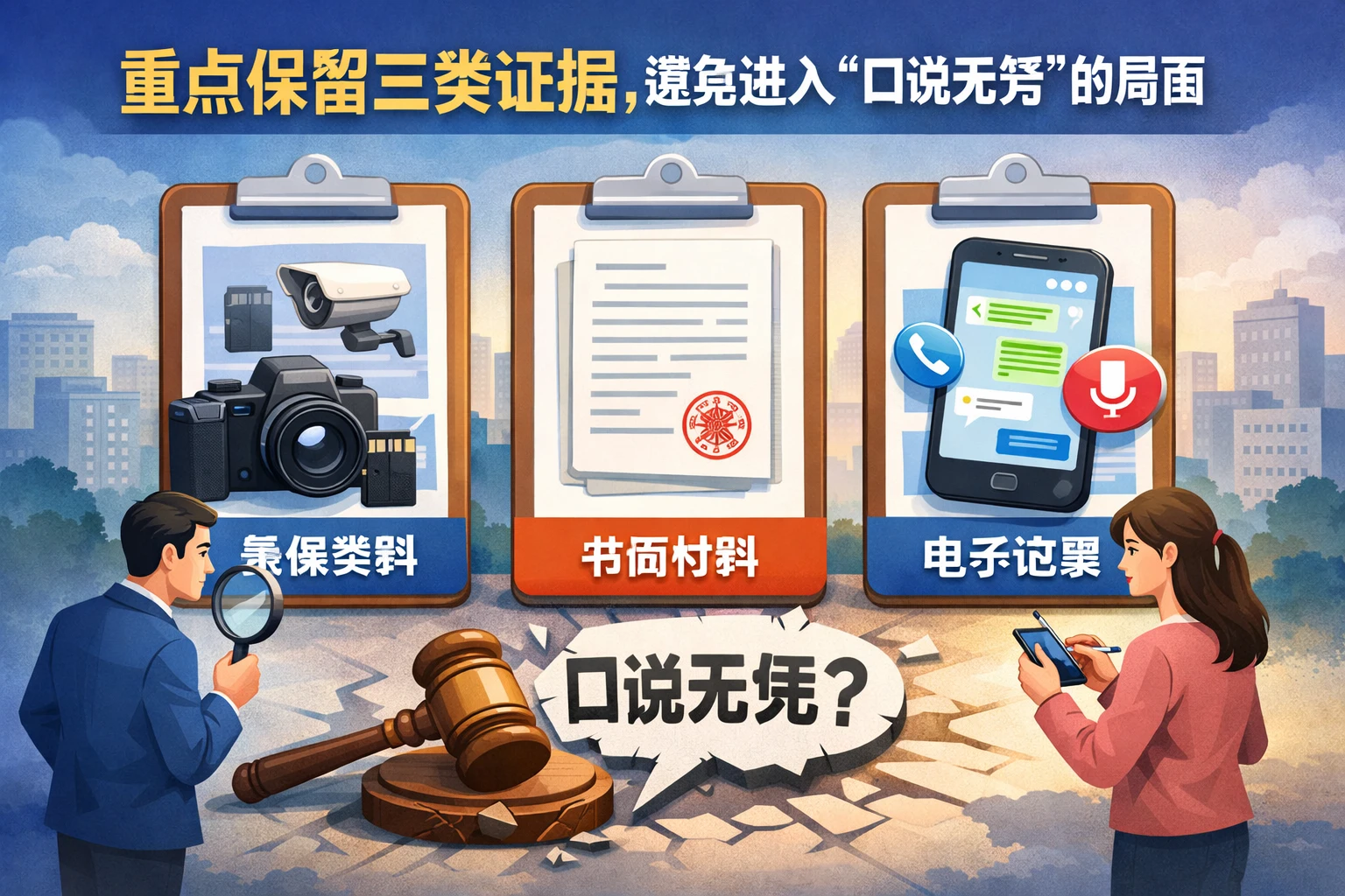 重点保留三类证据，避免进入“口说无凭”的局面