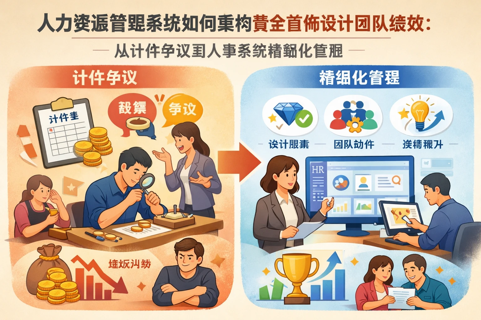 人力资源管理系统如何重构黄金首饰设计团队绩效：从计件争议到人事系统精细化管理