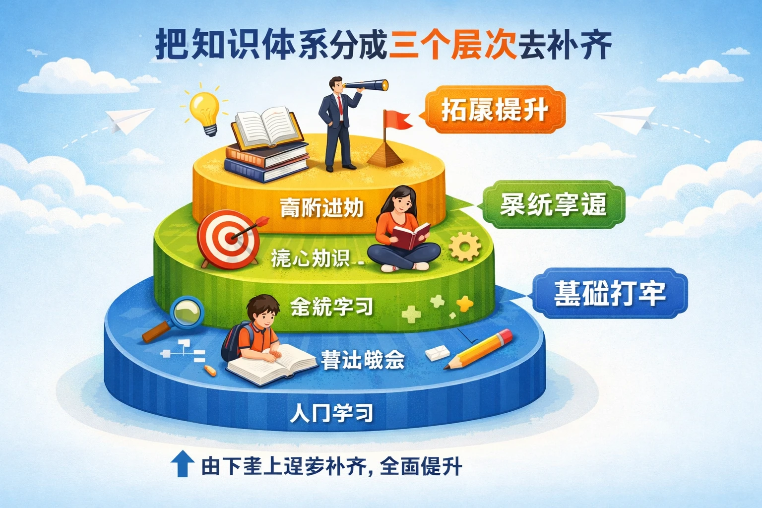 把知识体系分成三个层次去补齐