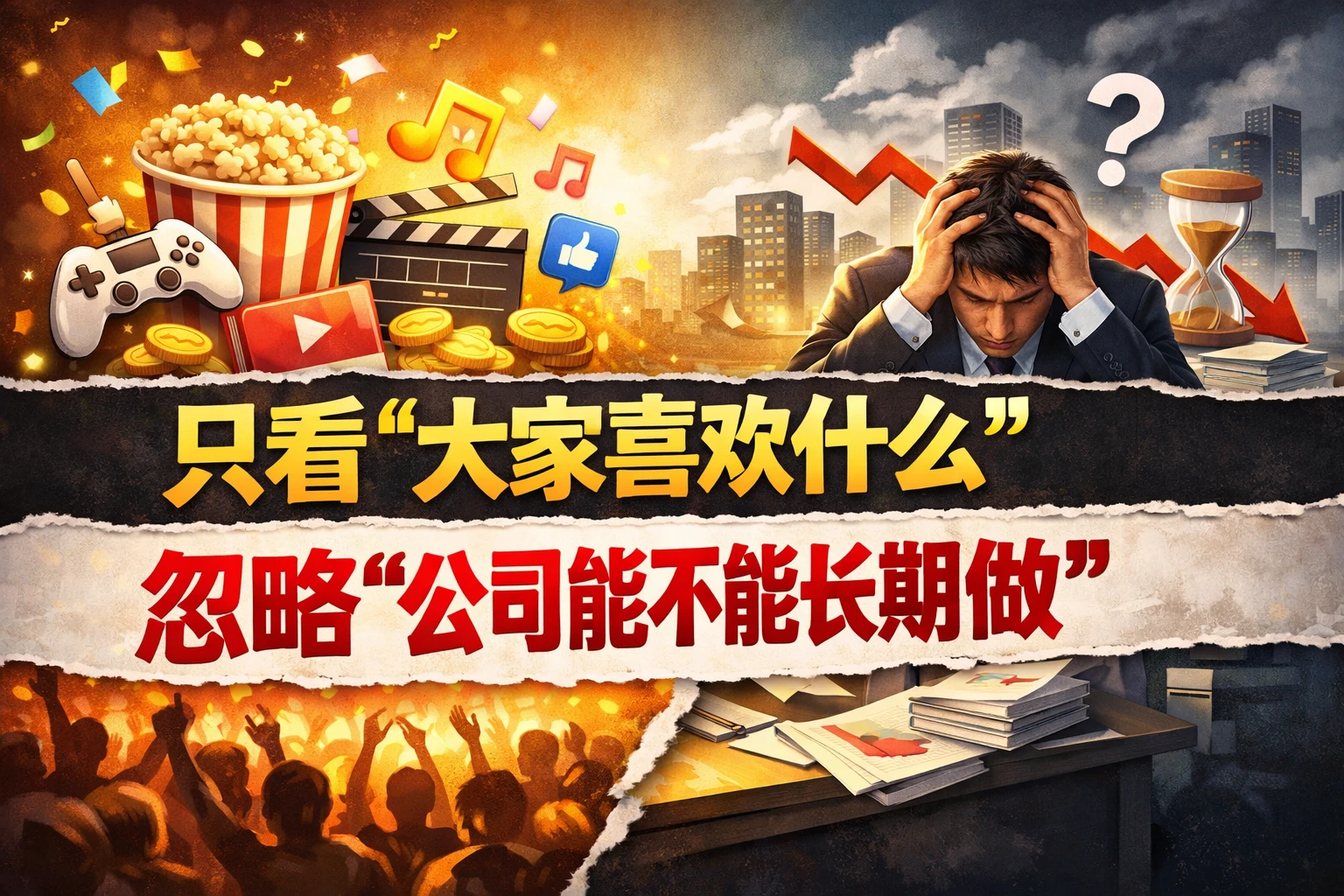 只看“大家喜欢什么”，忽略“公司能不能长期做”