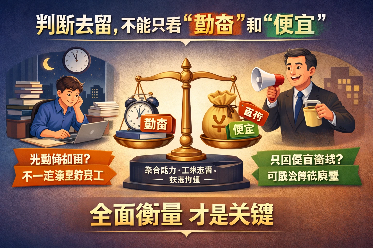 判断去留，不能只看“勤奋”和“便宜”