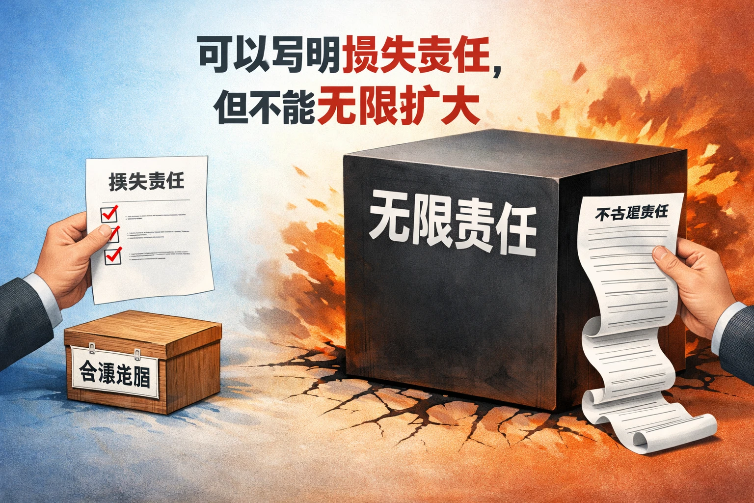 可以写明损失责任，但不能无限扩大