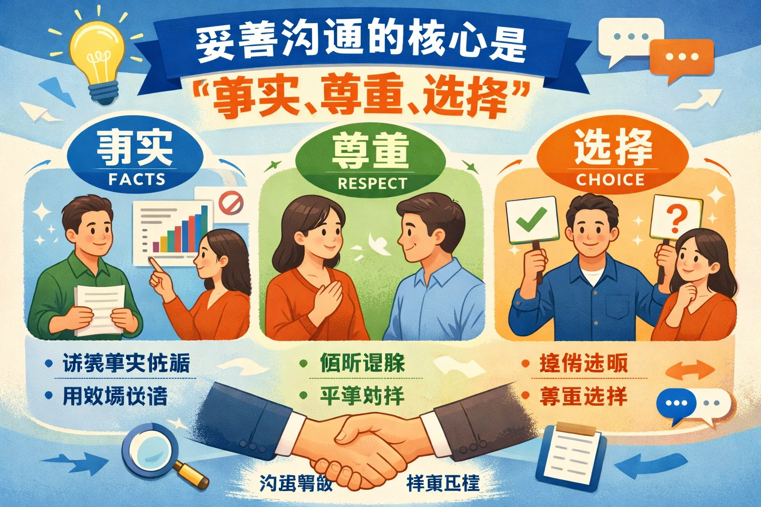 妥善沟通的核心是“事实、尊重、选择”