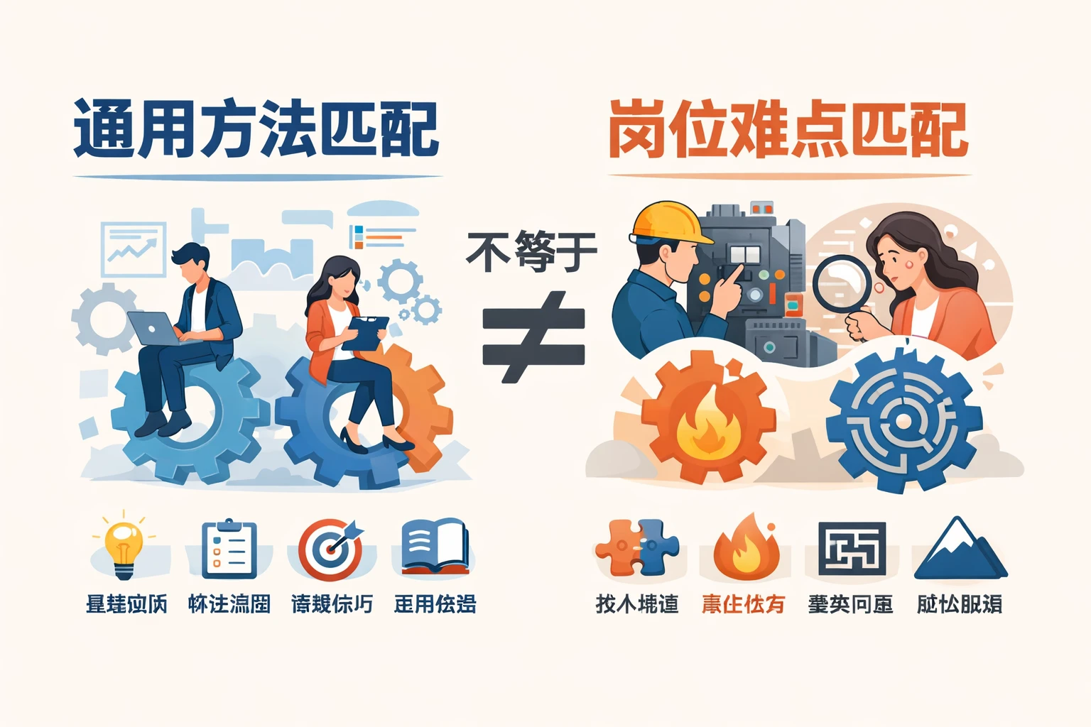 通用方法匹配,不等于岗位难点匹配