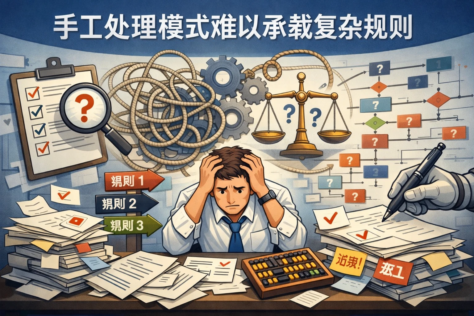 手工处理模式难以承载复杂规则