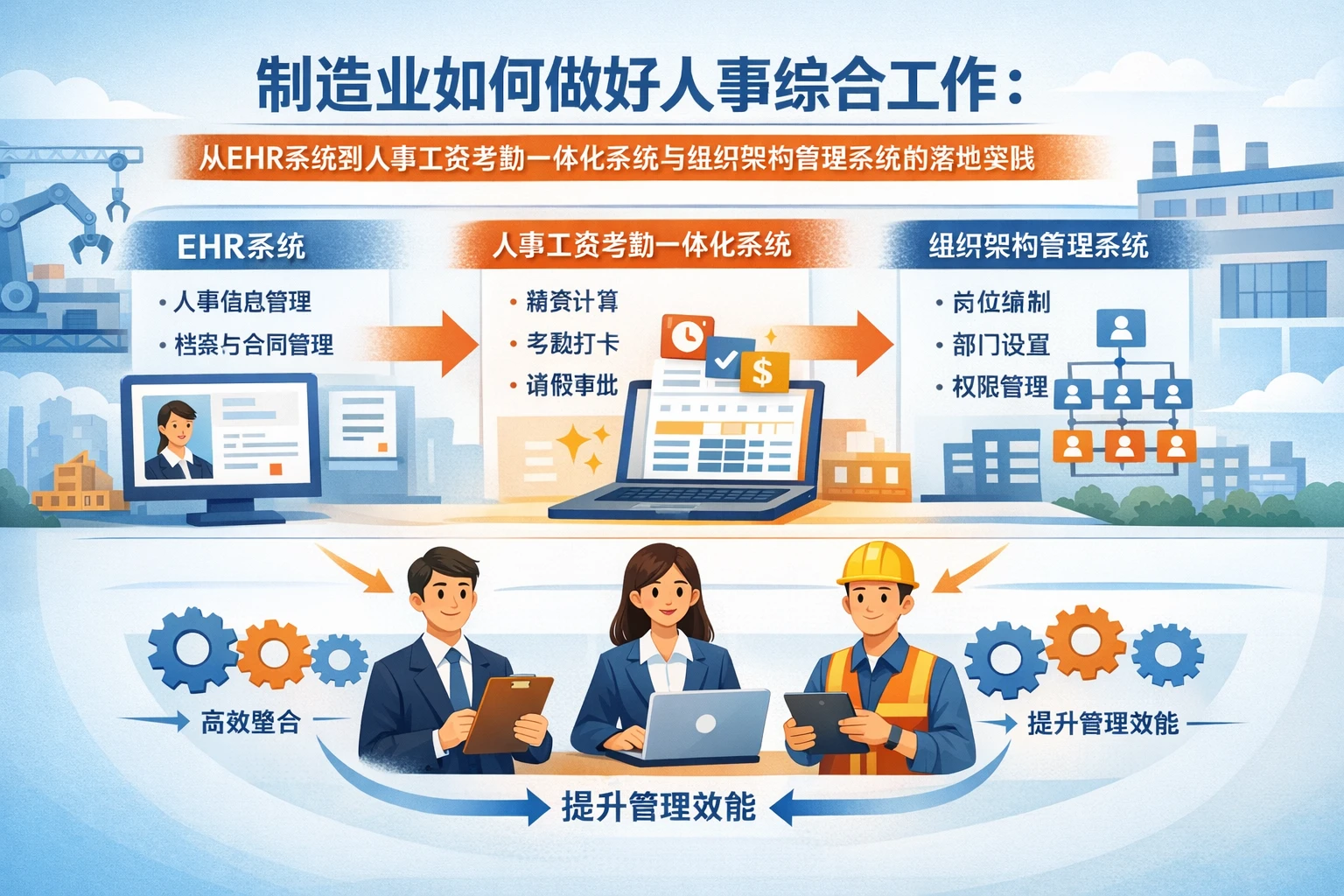 制造业如何做好人事综合工作:从ehr系统到人事工资考勤一体化系统与组织架构管理系统的落地实践