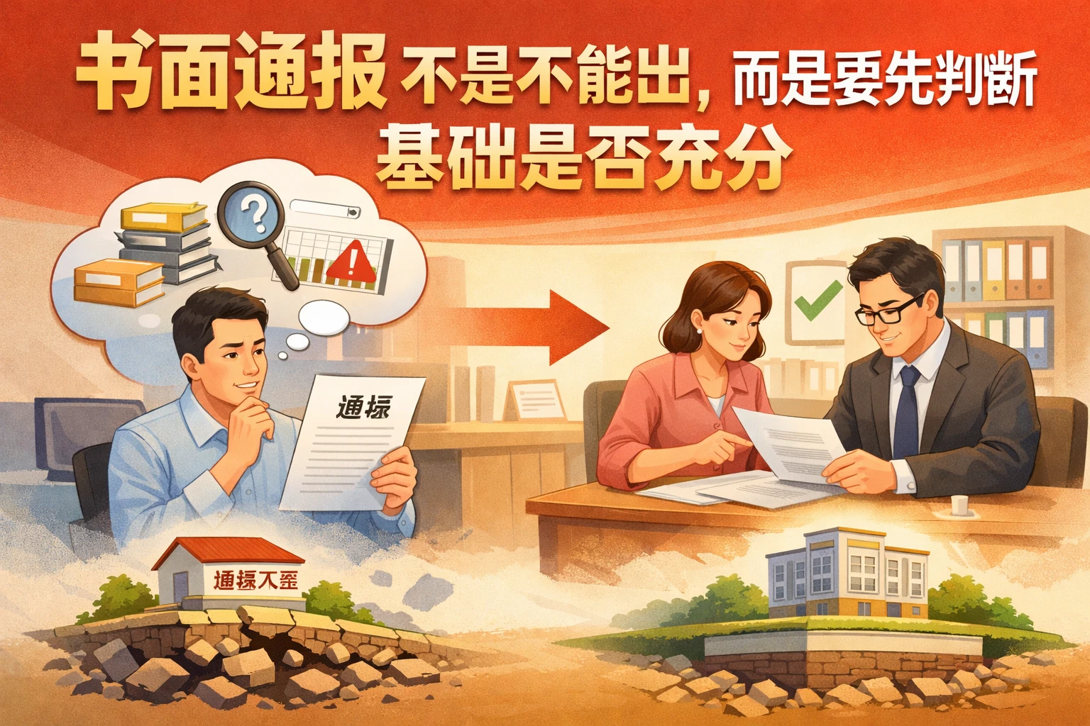 书面通报不是不能出,而是要先判断基础是否充分