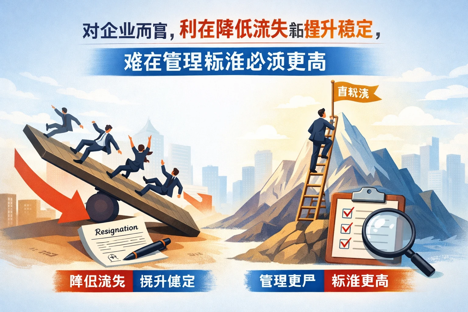 对企业而言，利在降低流失和提升稳定，难在管理标准必须更高