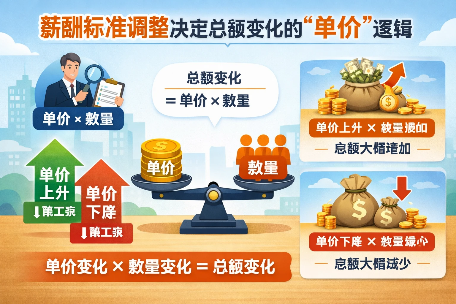 薪酬标准调整决定总额变化的“单价”逻辑