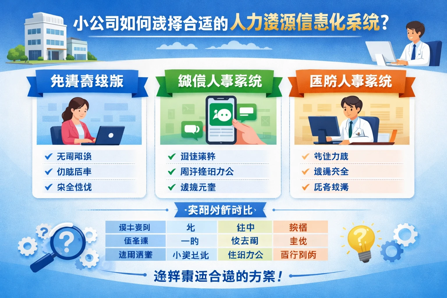 小公司如何选择合适的人力资源信息化系统？免费、离线与微信人事系统、医院人事系统的实用分析