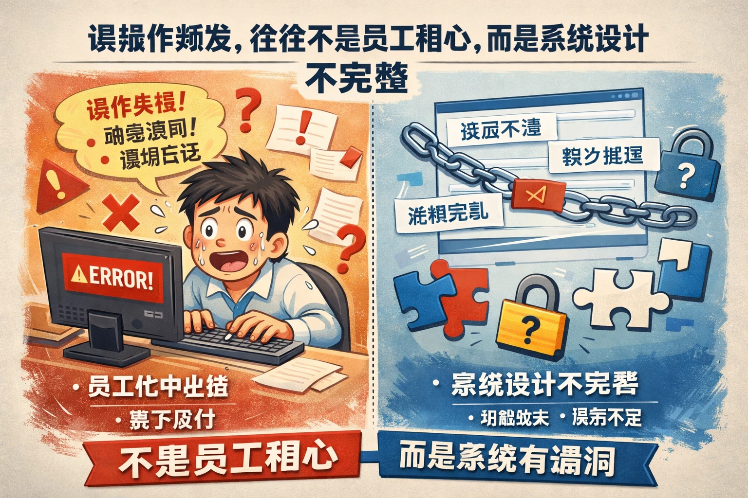 误操作频发，往往不是员工粗心，而是系统设计不完整