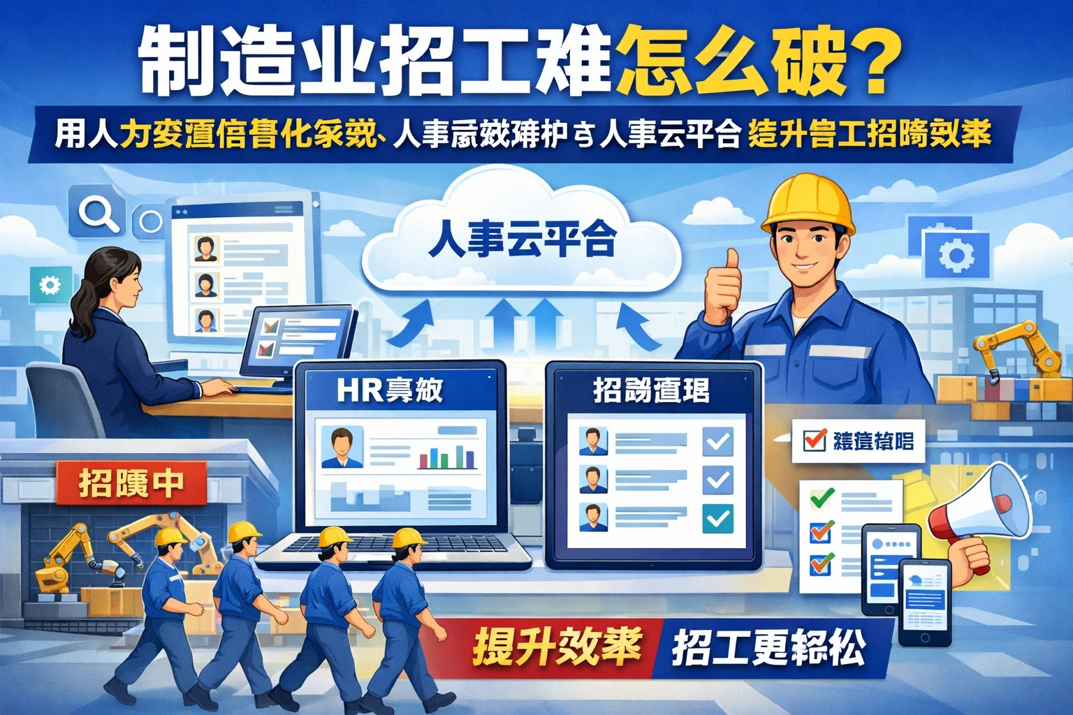 制造业招工难怎么破？用人力资源信息化系统、人事系统维护与人事云平台提升普工招聘效率