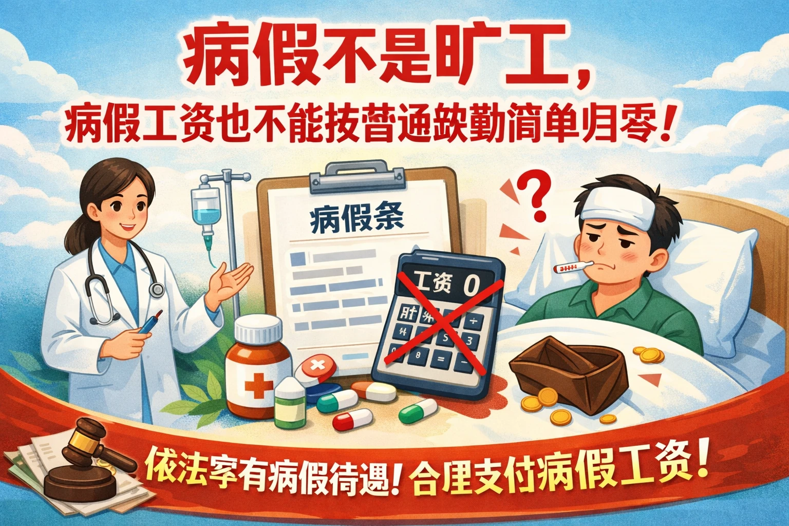 病假不是旷工，病假工资也不能按普通缺勤简单归零