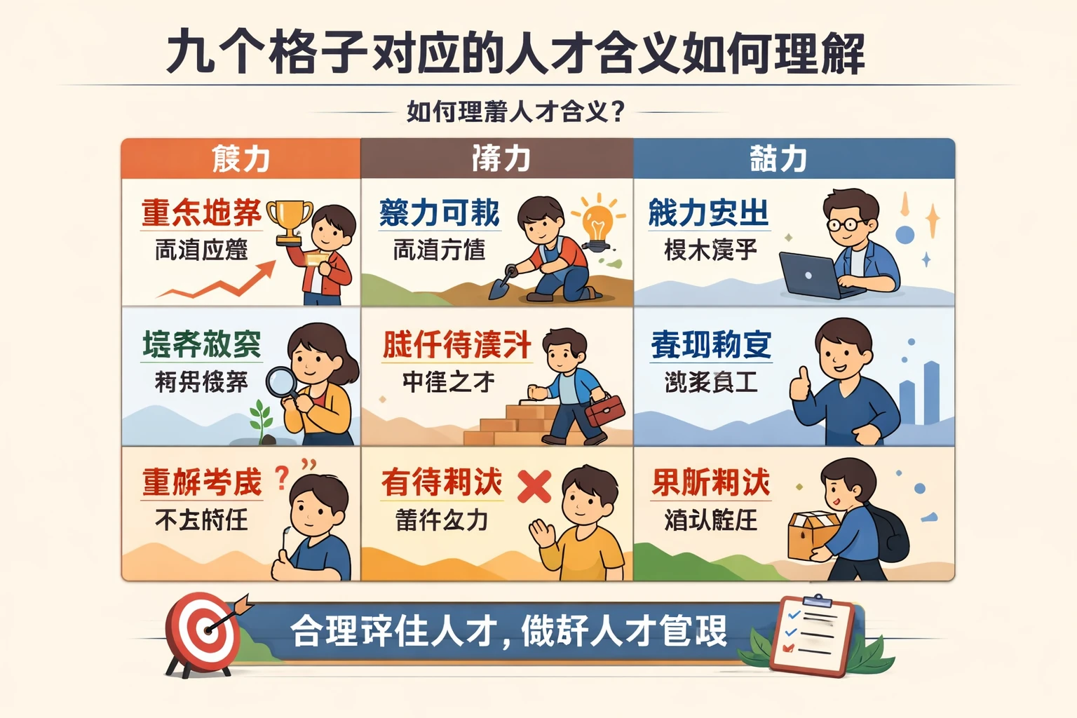 九个格子对应的人才含义如何理解