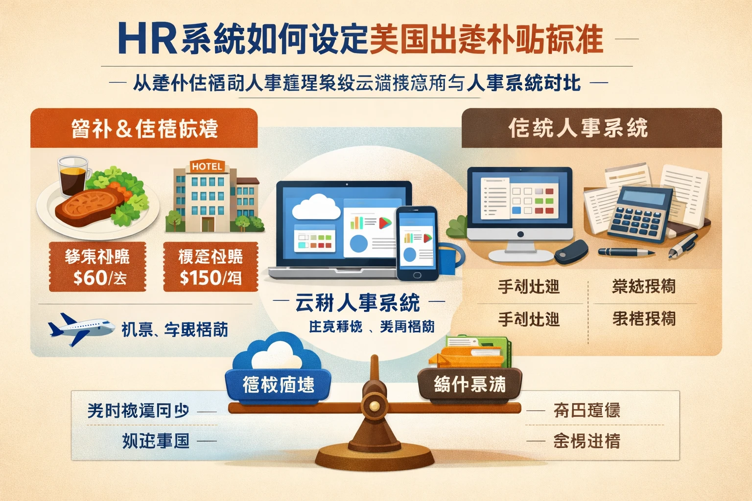 HR系统如何设定美国出差补贴标准:从餐补住宿到人事管理系统云端版应用与人事系统对比