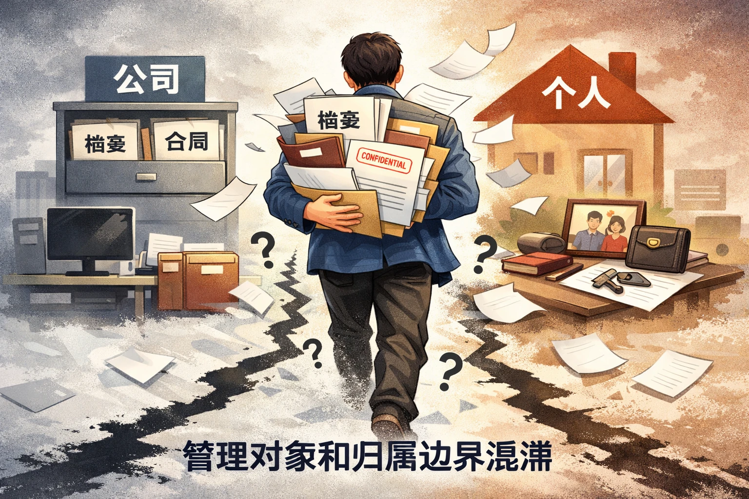 档案与合同被个人带走，说明管理对象和归属边界混淆