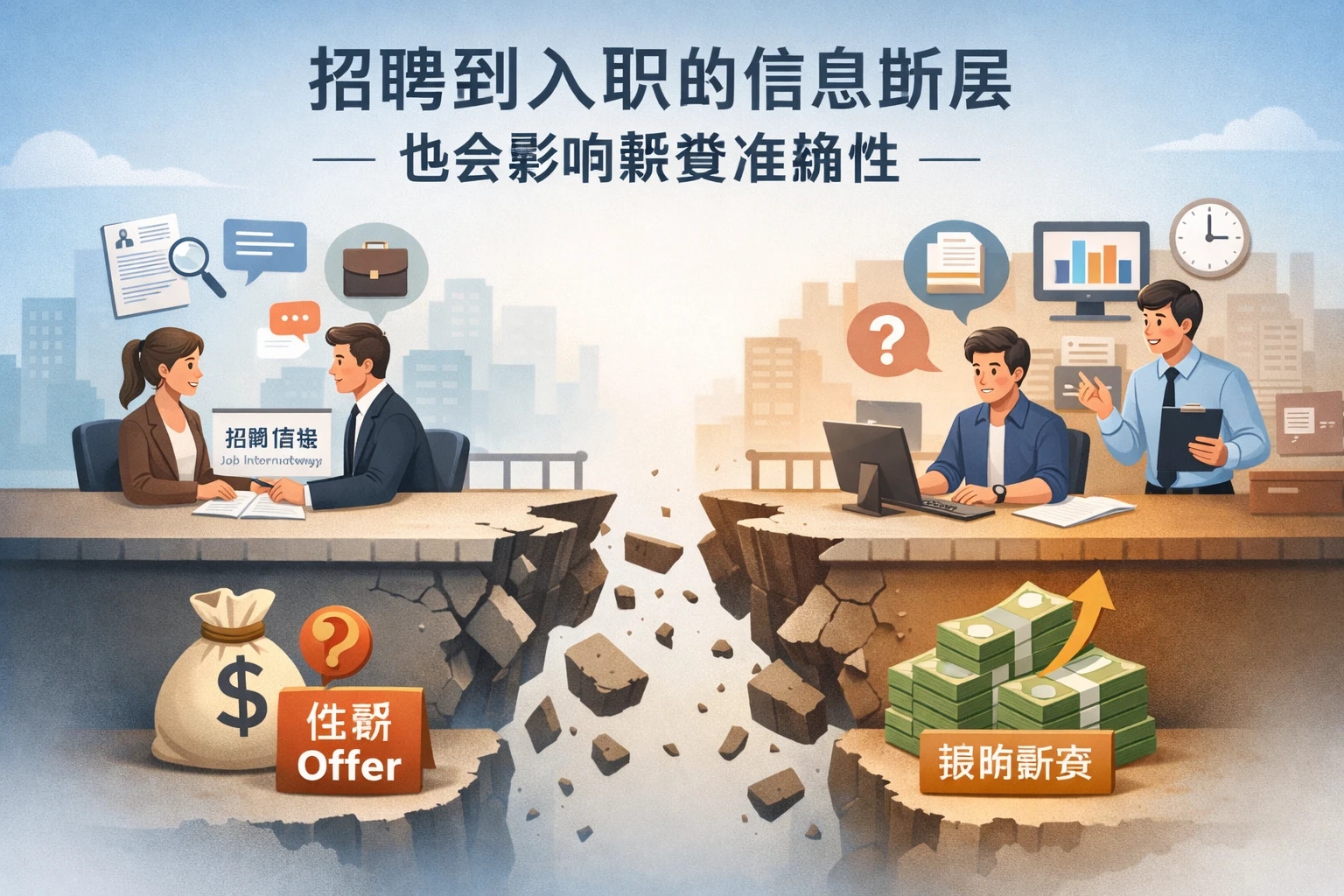 招聘到入职的信息断层，也会影响薪资准确性