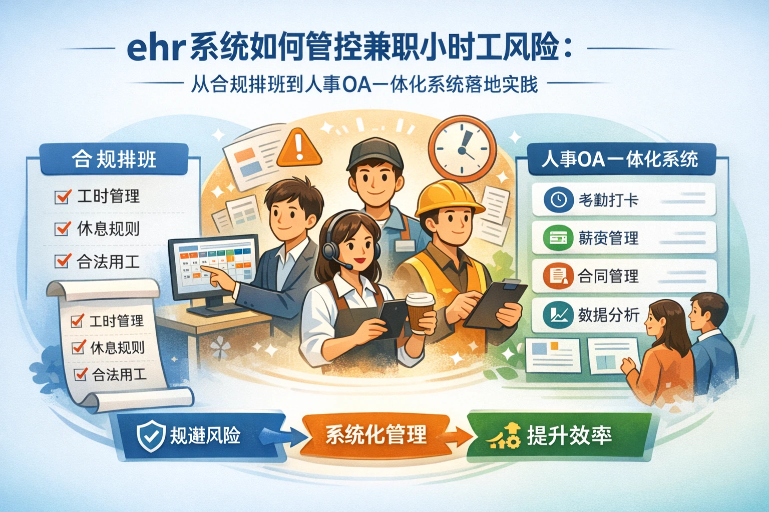 ehr系统如何管控兼职小时工风险：从合规排班到人事OA一体化系统落地实践