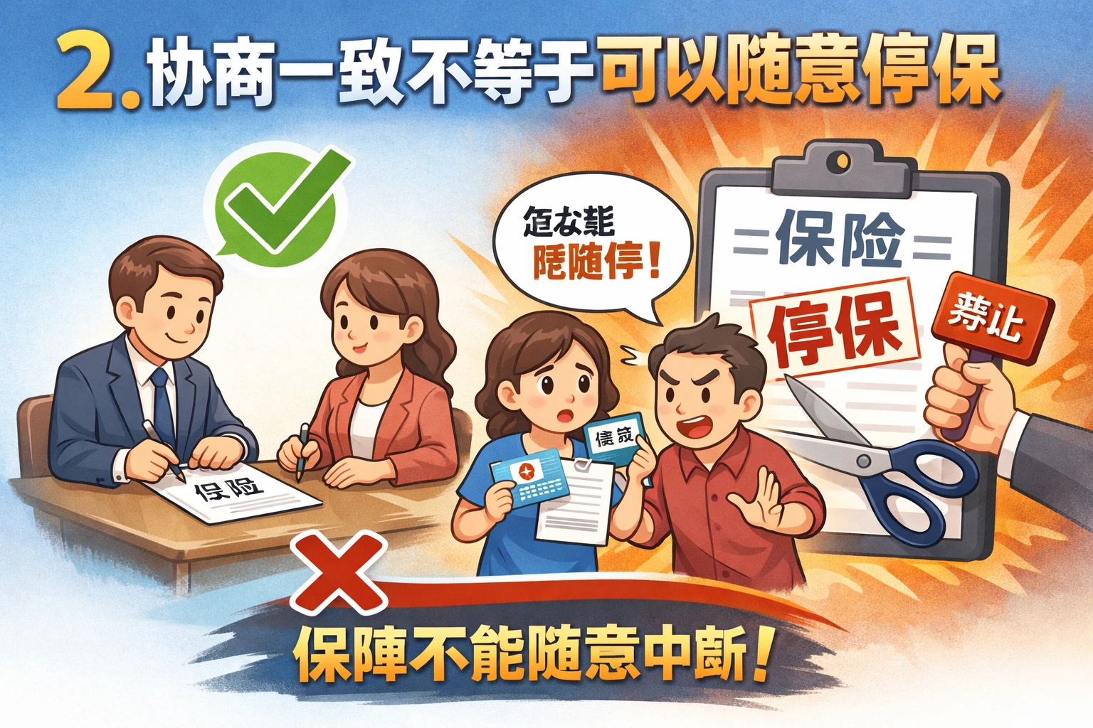 2. 协商一致不等于可以随意停保