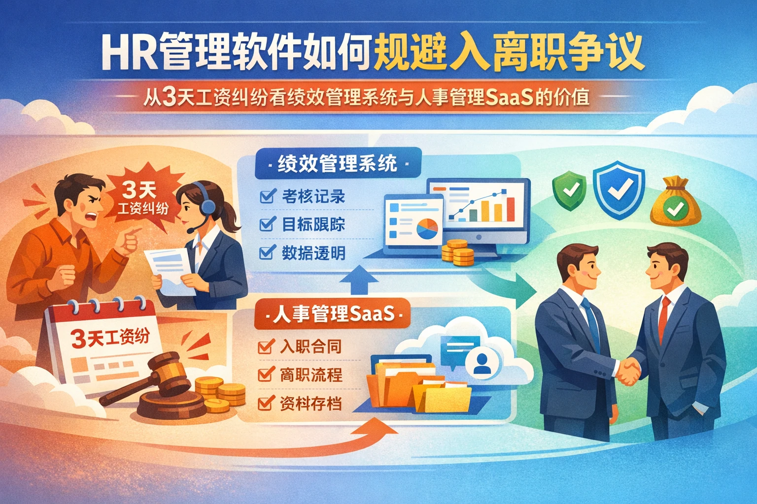 HR管理软件如何规避入离职争议：从3天工资纠纷看绩效管理系统与人事管理SaaS的价值