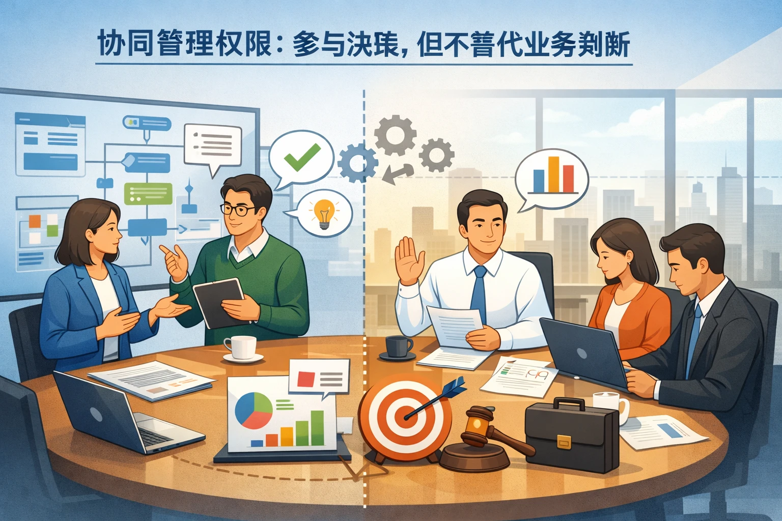协同管理权限:参与决策,但不替代业务判断