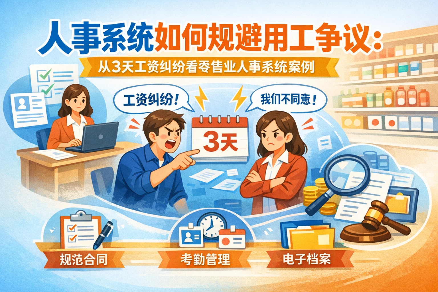 人事系统如何规避用工争议：从3天工资纠纷看零售业人事系统案例