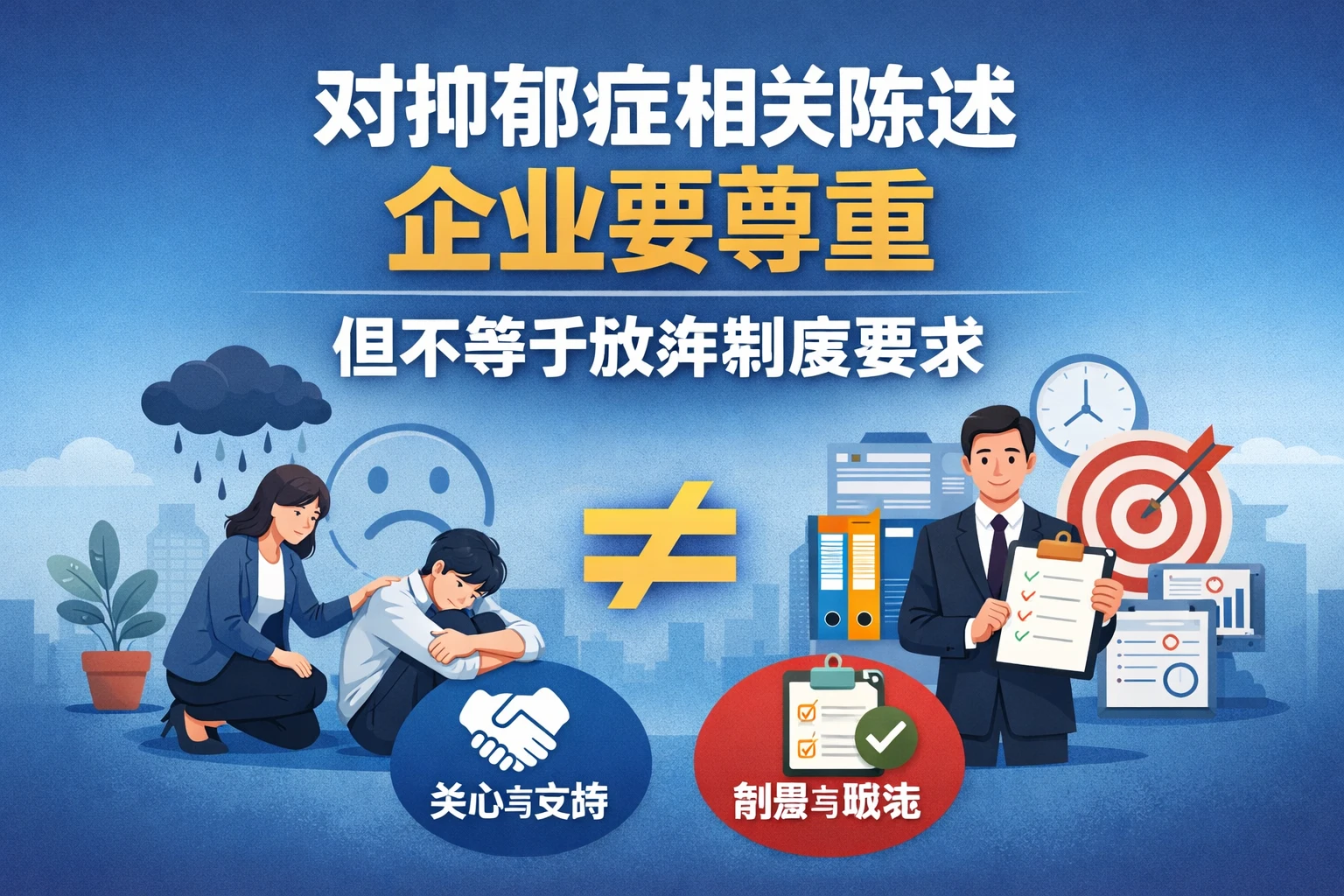 对抑郁症相关陈述,企业要尊重,但不等于放弃制度要求