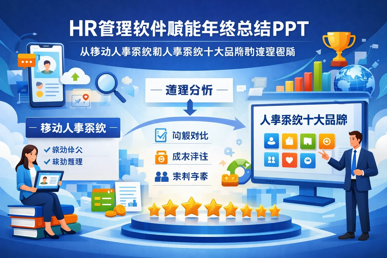 HR管理软件赋能年终总结PPT:从移动人事系统到人事系统十大品牌的选型思路