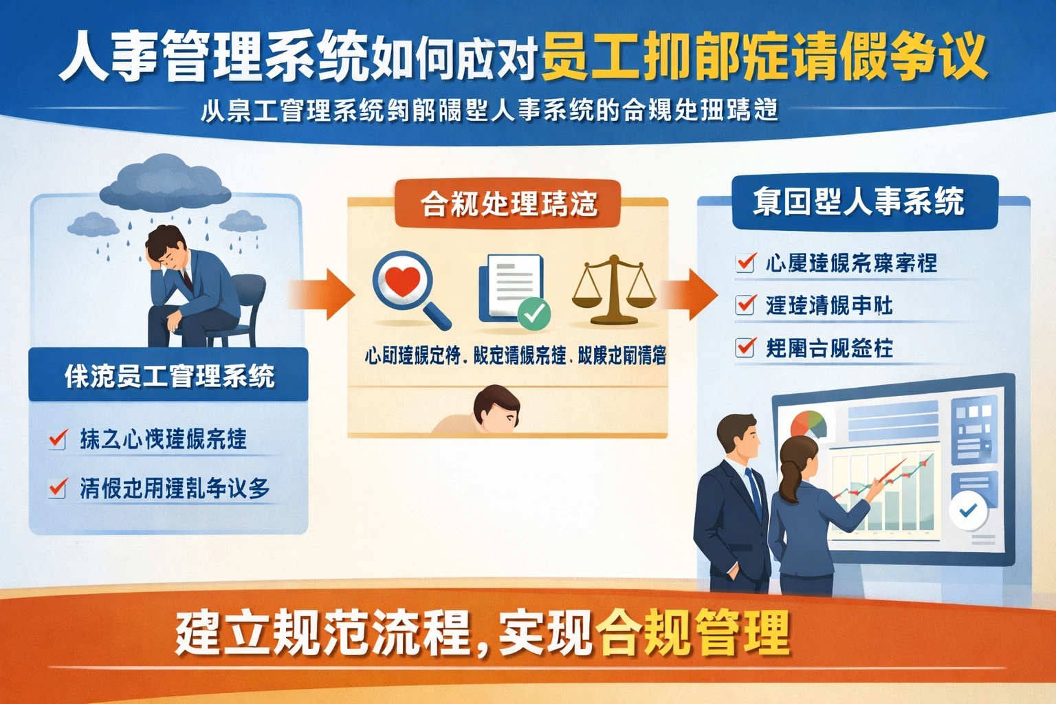 人事管理系统如何应对员工抑郁症请假争议:从员工管理系统到集团型人事系统的合规处理路径