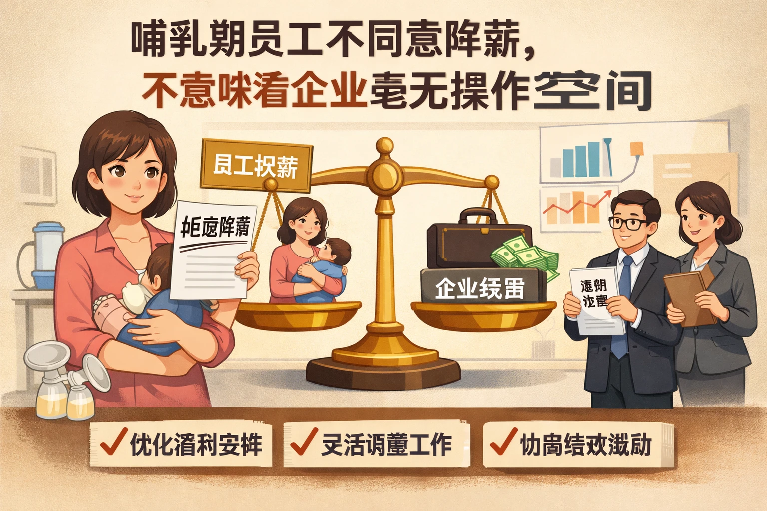 哺乳期员工不同意降薪，不意味着企业毫无操作空间