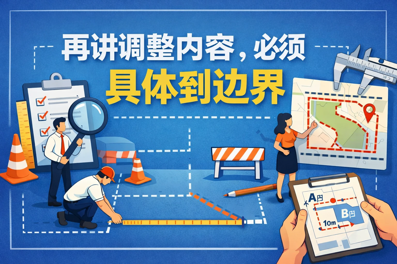 再讲调整内容,必须具体到边界