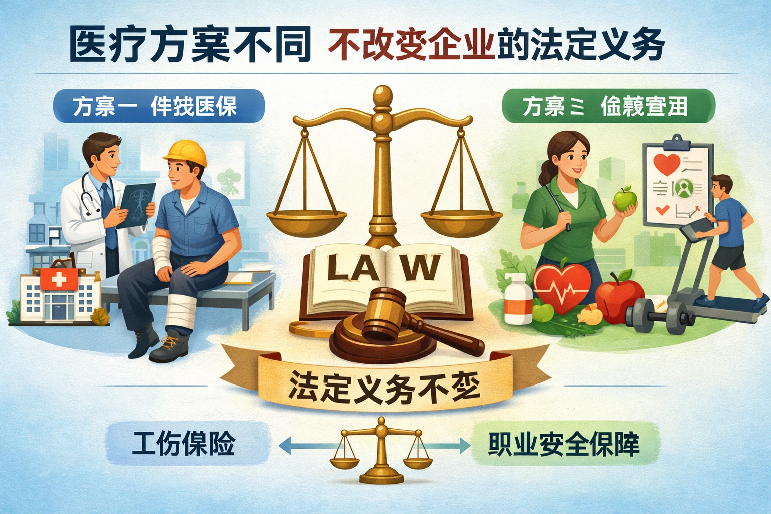 医疗方案不同，不改变企业的法定义务