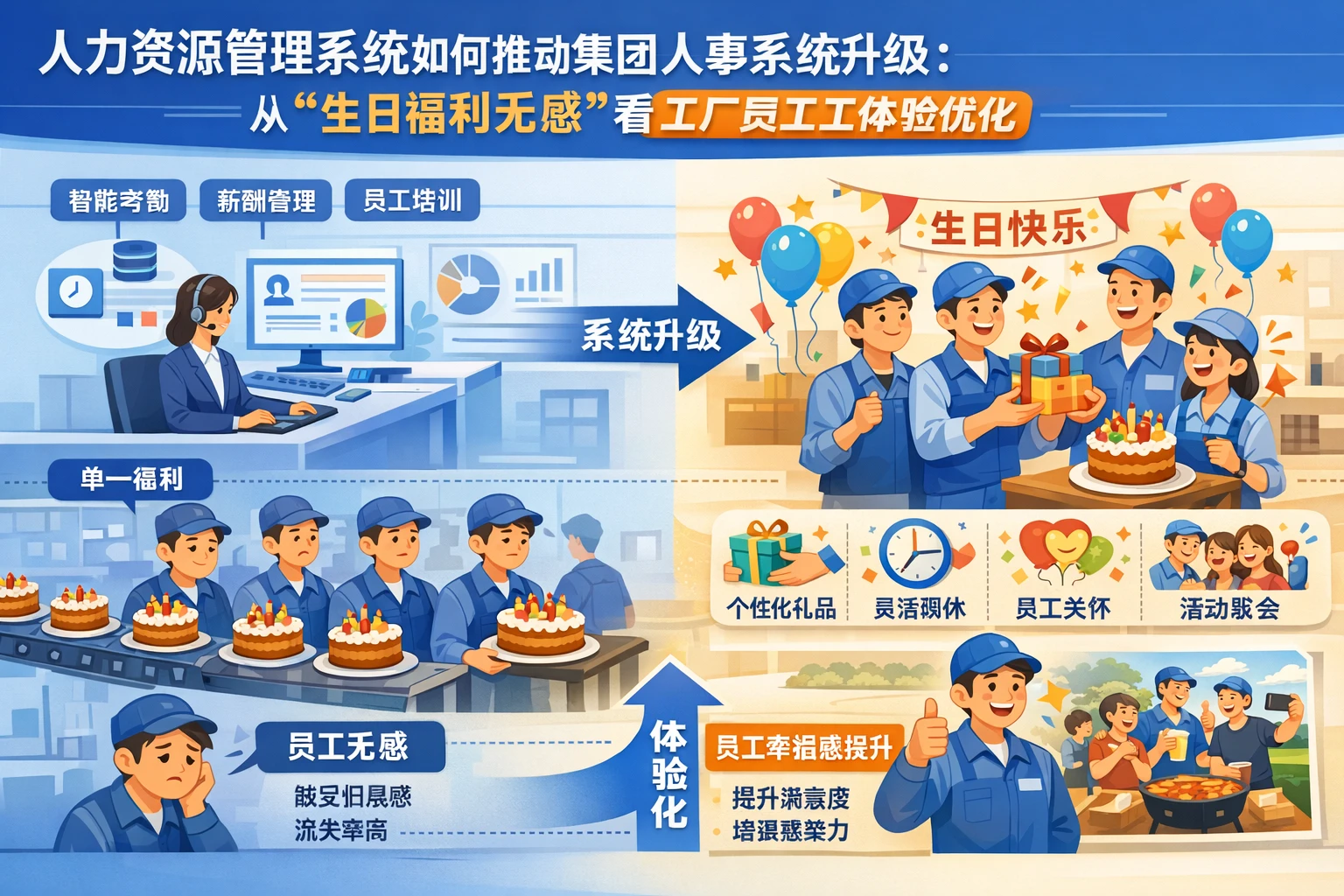 人力资源管理系统如何推动集团人事系统升级：从“生日福利无感”看工厂员工体验优化