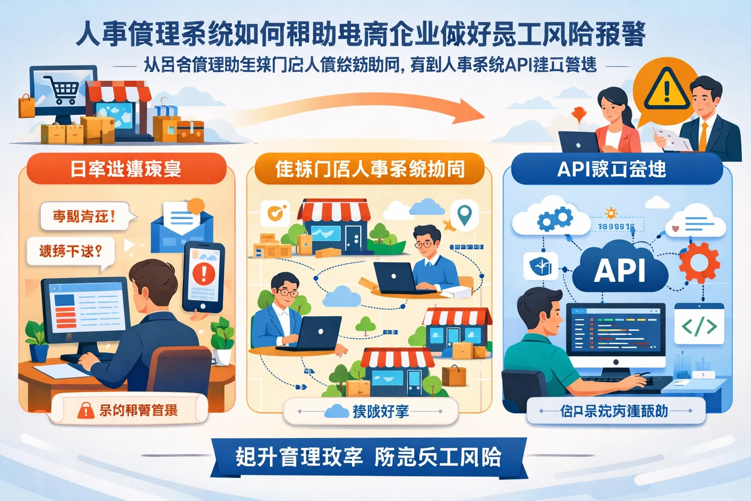 人事管理系统如何帮助电商企业做好员工风险预警:从日常提醒到连锁门店人事系统协同,再到人事系统API接口落地