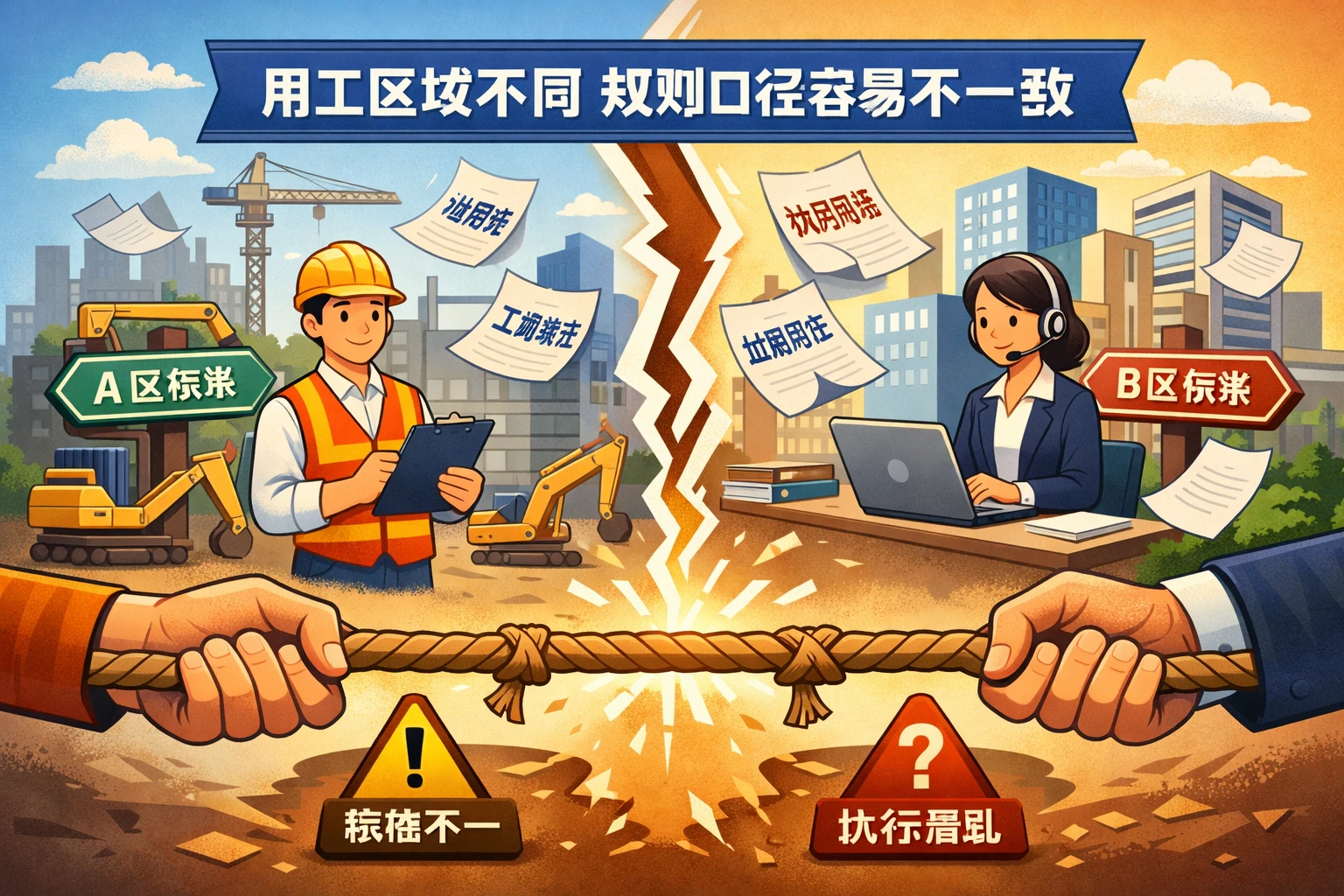 用工区域不同，规则口径容易不一致