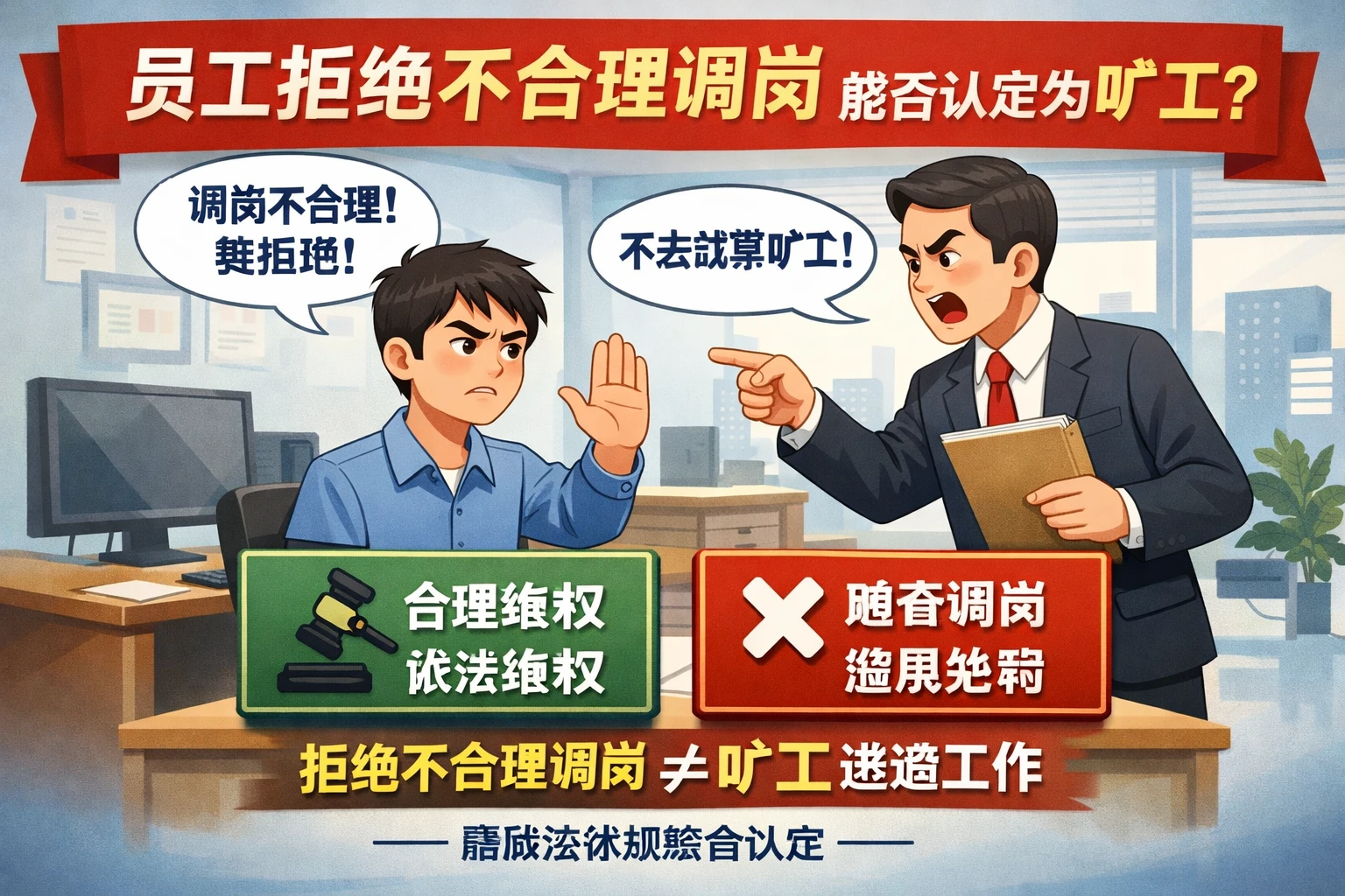 员工拒绝不合理调岗，能否认定为旷工