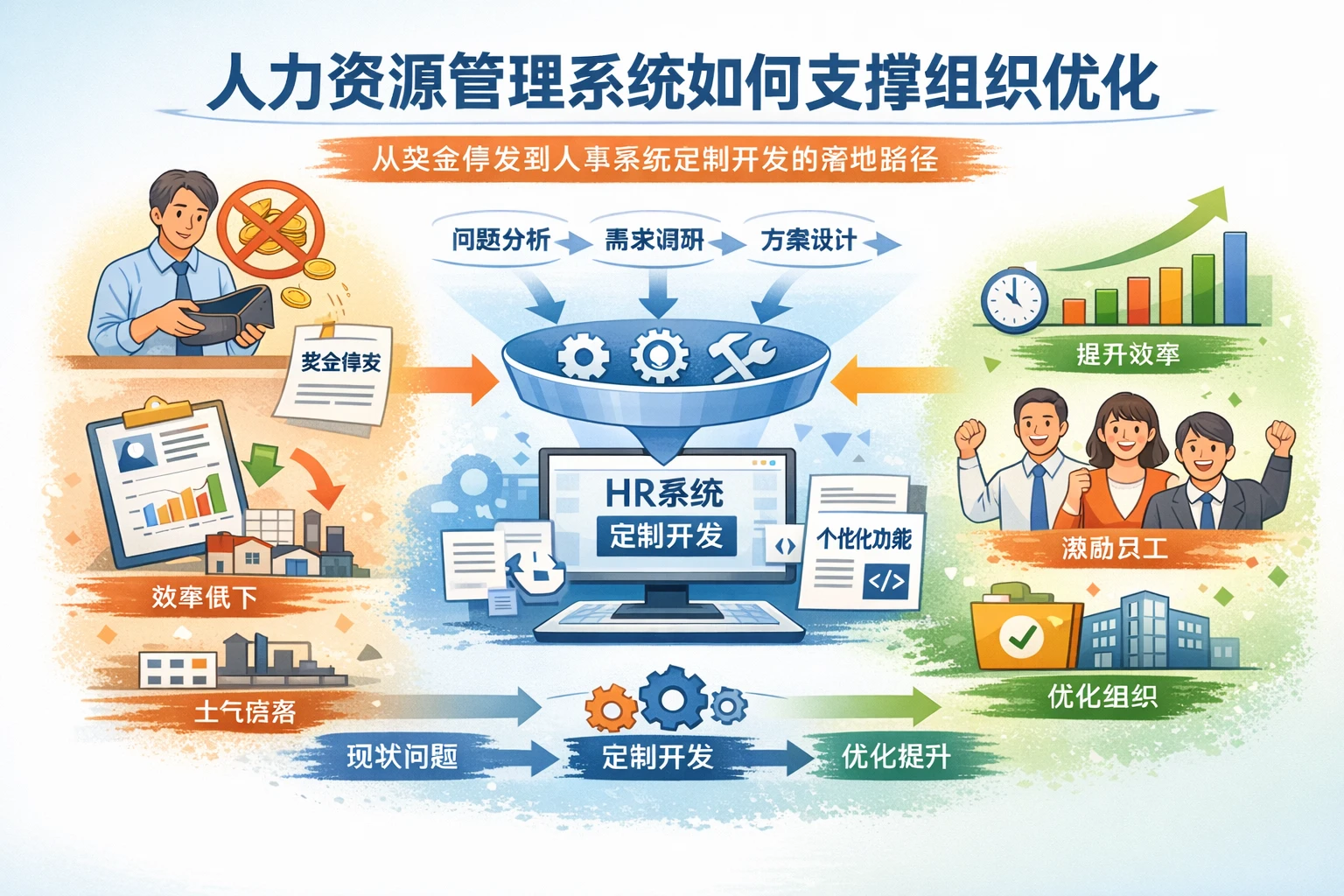 人力资源管理系统如何支撑组织优化：从奖金停发到人事系统定制开发的落地路径