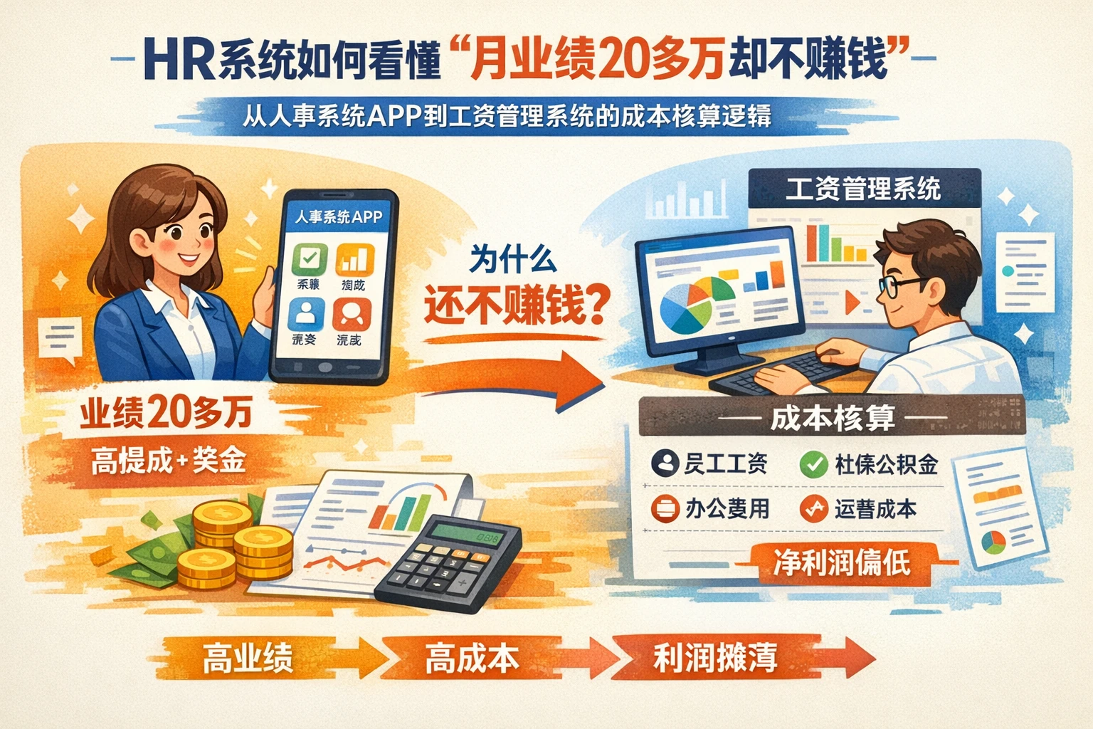 HR系统如何看懂“月业绩20多万却不赚钱”：从人事系统APP到工资管理系统的成本核算逻辑