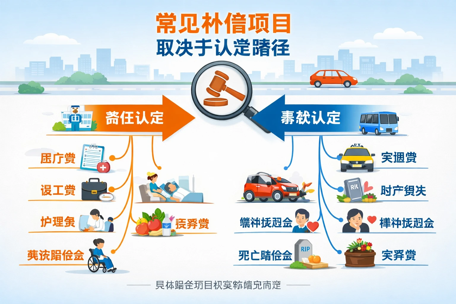 常见补偿项目，取决于认定路径