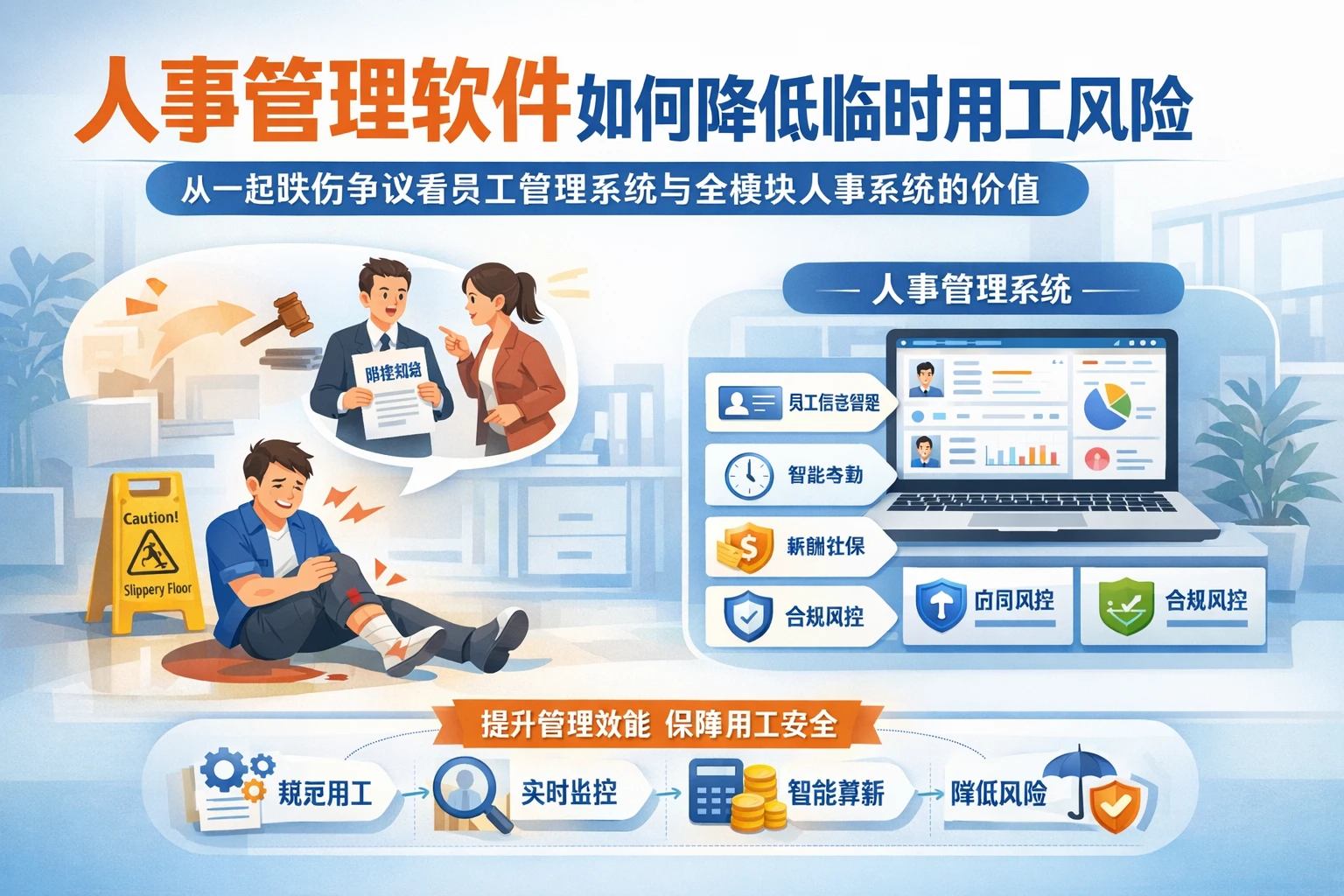 人事管理软件如何降低临时用工风险:从一起跌伤争议看员工管理系统与全模块人事系统的价值