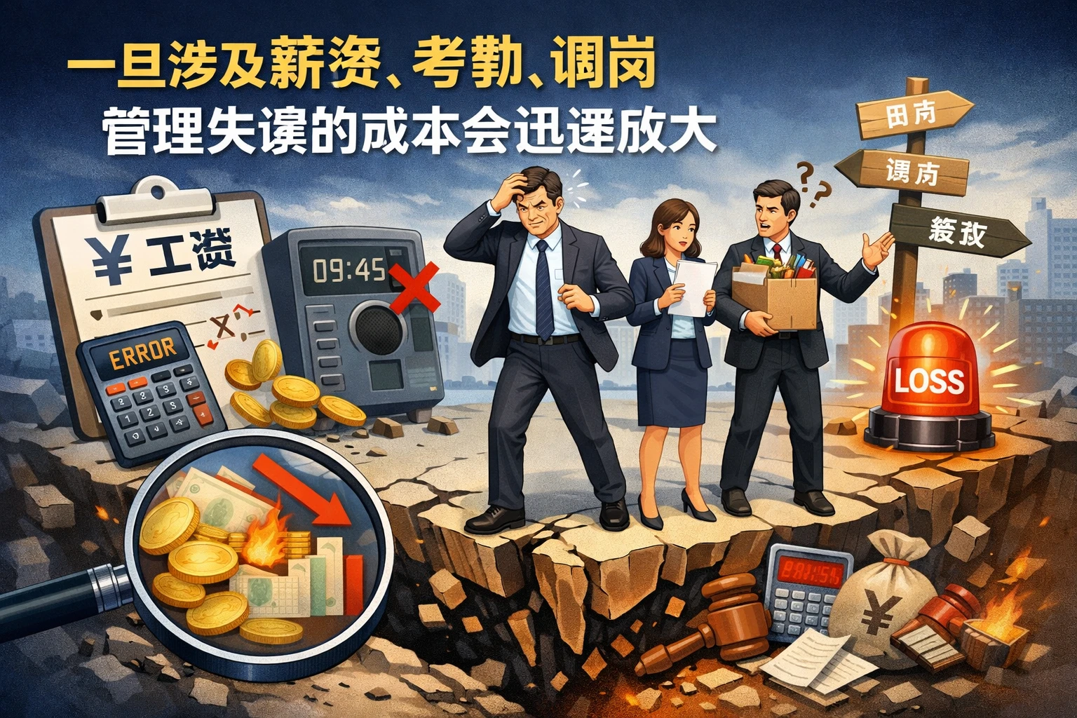 一旦涉及薪资、考勤、调岗，管理失误的成本会迅速放大