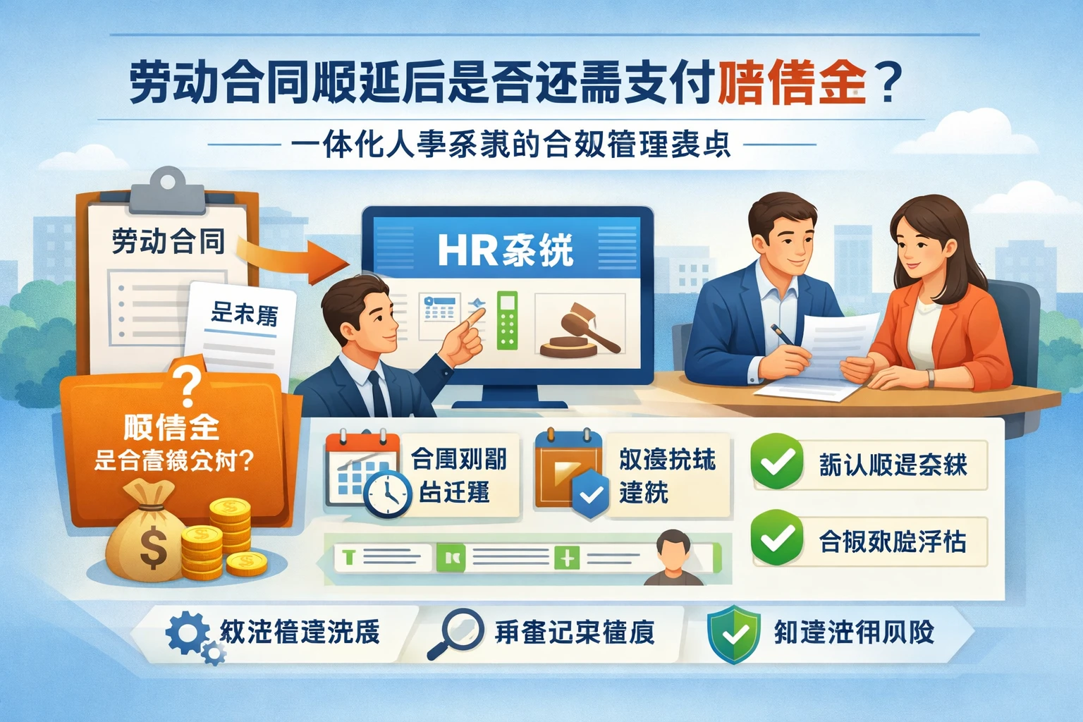 人力资源系统视角下，劳动合同顺延后是否还需支付赔偿金：一体化人事系统的合规管理要点