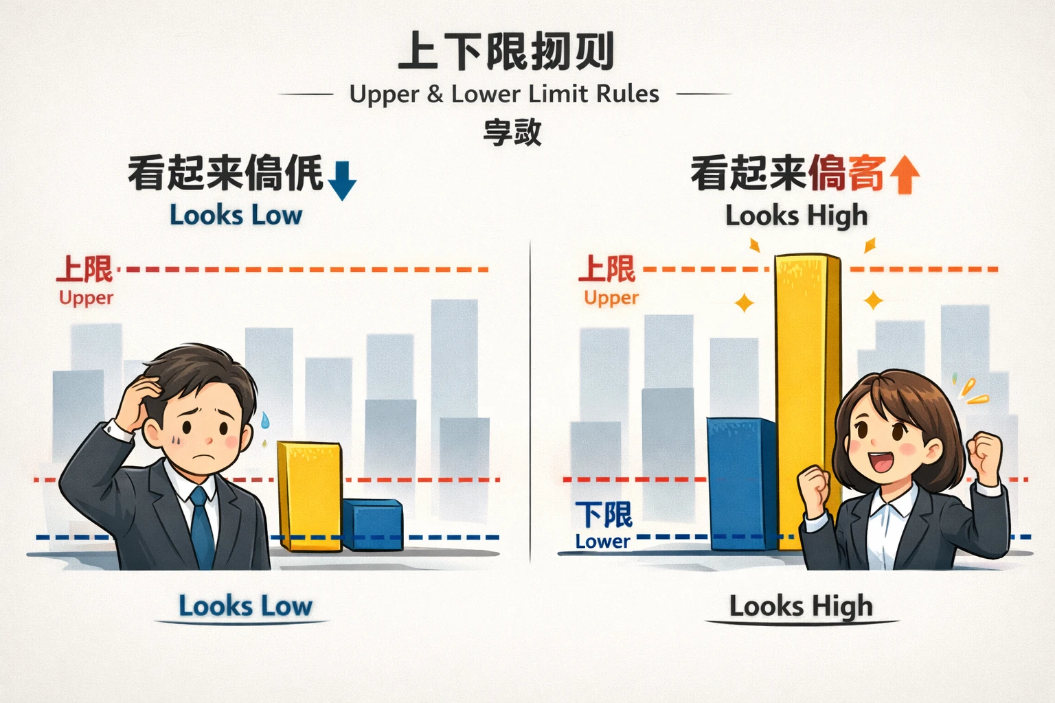 上下限规则导致“看起来偏低”或“看起来偏高”