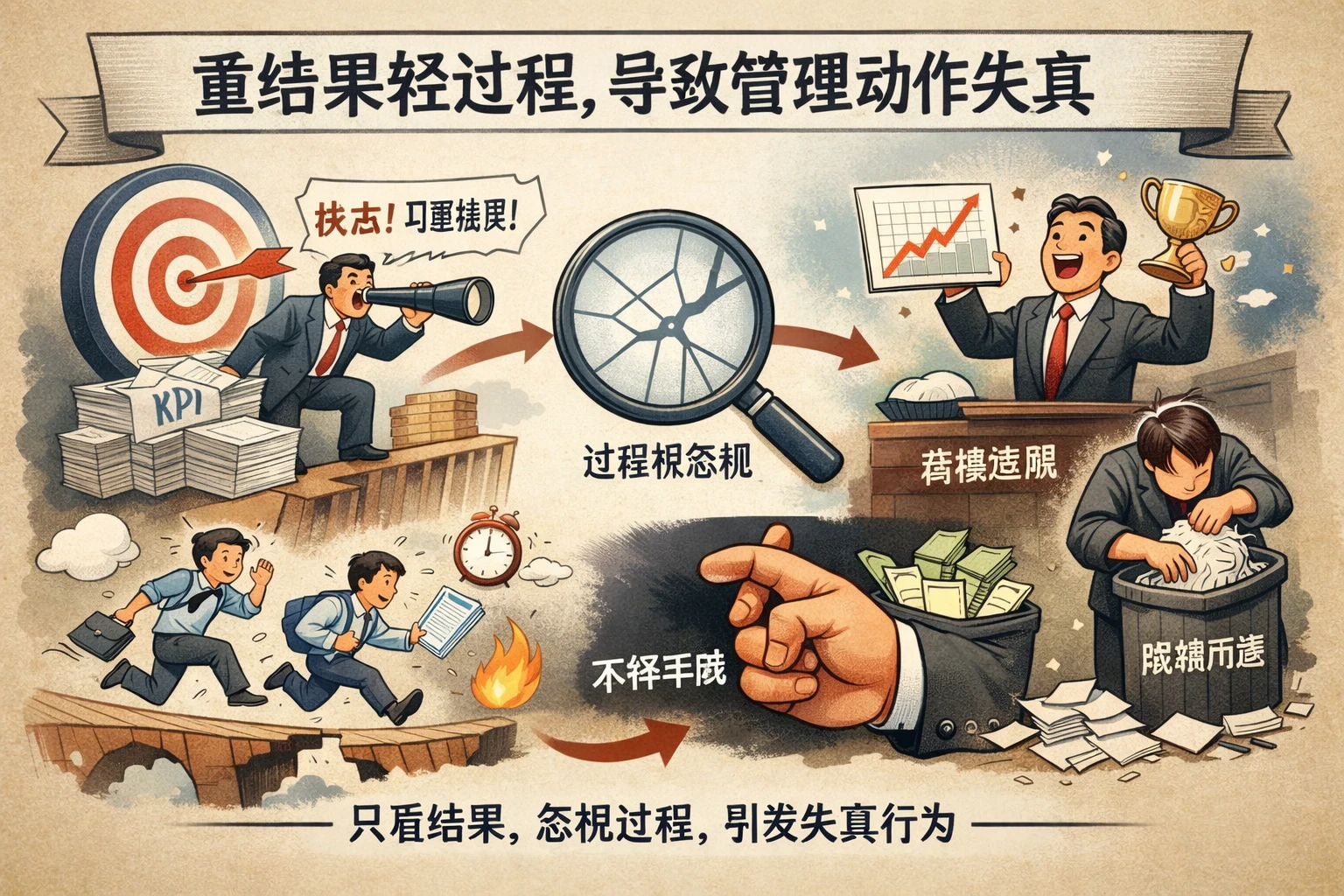 重结果轻过程，导致管理动作失真